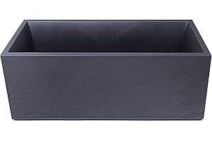 ‎ONDIS24 Ondis24 Vulkan Pflanzkübel groß außen Kunststoff 100cm Schiefer Optik Blumentopf mit Wasserspeicher Winterfest anthrazit