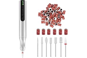 CGBE Electric Nail Files, 20000RPM Rechargeable Electric Nail Drill Machine, Cordless Electric Nail File Portable Manicure Pedicure Set for Acrylic Gel Nails - Sliver