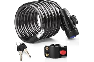 Candado de Cable, [120cm/12mm] [Impermeable] Diyife Candado Bicicleta, Largo Candados Antirrobo Bicicletas Seguridad, con 2 Llaves, paraMTB,Scooter, Bici,Monopatín,ecc