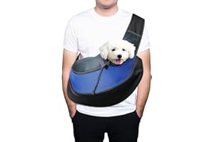 Unaikoo Pet Bag Pet Sling Carrier - Puppy Shoulder Carry Bag - Hands Free Mesh Front Dog Carrier Tote Bag - for Small Cats and Dogs - with Adjustable Shoulder Strap for Walking/Travel - Blue
