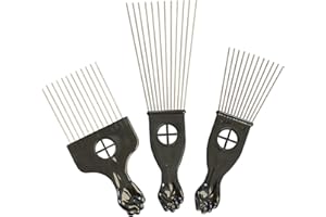 YANTAISIYU 3pcs Metal Hair Pick Combs Afro Pick Comb Set Wide Tooth Hair Pick Comb Hairdressing Styling Tools for Curly Hair