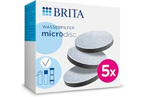 BRITA Wasserfilter MicroDisc 5er-Pack – Ersatz-Wasserfilter für alle BRITA Karaffen & Wasserflaschen mit Filter, reduziert PFAS, Chlor, Mikropartikel & andere geschmacksstörende Stoffe im Trinkwasser