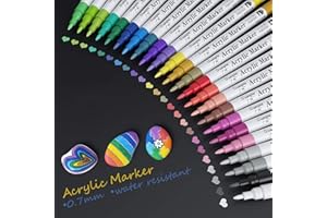 Baozun Acrylstifte Marker Stifte, Acrylfarben stifte für Schwarzes Papier, Fotoalbum, Steine, Holz, Gästebuch, Scrapbooking, Hand Lettering (24 Farben)