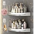 MosQuick® Bath Room Corner Storage 360°Rotating Lazy Susan Shower Caddy No Drilling self Adhesive Angle Shelf Wall Mounted Shelf Corner Shelf for Kitchen Bath Room Accessories