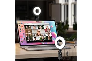 Mojimdo Luz de Videoconferencia [3 Colores 10 Niveles de Brillo] RA>95 Anillo de Luz LED para Portátil con Clip para Webcam, Youtube, TikTok, Foto, Live Streaming