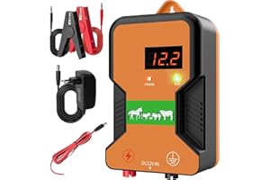 ZHFEIIRU 15KM Pastor electrico , cerca eléctrica Controlador de pulso de alto voltaje seguro Granja de animales Cerca eléctrica Pastor Granja de animales Pastor eléctrico para vacas, ganado, caballos (Naranja)