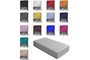 ONE-HOME Jersey Spannbettlaken Spannbetttuch Bettlaken weich 100% Baumwolle Rundumgummi, Farbe:Silber, Maße:90-100 x 200 cm