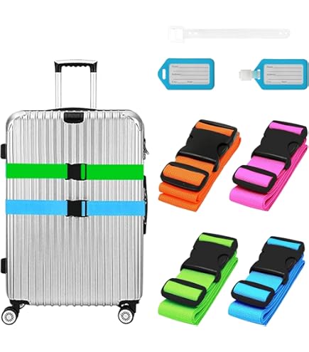 Cinghie Per Bagagli PATIKIL Con Lucchetto TSA – Set Da 4, Regolabili, Nero