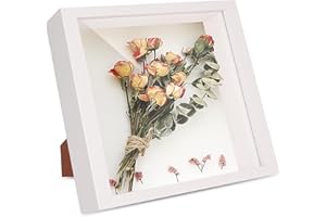 AJERG 3D Bilderrahmen zum Befüllen - Weiß Tiefer Objektrahmen 30x30 cm Holz Objektrahmen zum Befüllen Shadow Box Frame Objektrahmen mit HD-Acryl (30 x 30 cm)