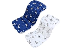 LAT LEE AND TOWN Baby Pushchair Seat Liners,Pram Liner Universal Fit for Most Pushchairs,100% Cotton Double-Sided Baby Stroller Cushion Pad,Stroller Seat Cover for Toddler Infant 1 Pack,78x34cm(Navy Blue+White Zebra)