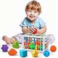 Prime Deals Baby Shape Sorting Toy, Montessori Sensory Toys with Blocks Colorful Cube and Alphabets, Shape Sorting Toy with Elastic Bands Fine Motor Skill Toy, Preschool Learning Toys (9 Pieces)