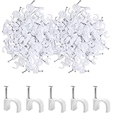 200 PCS 6mm White Round Cable Clips Management Cable Tidy Clips Electrical Cable Wall Clips Wire Clips Cable Lead Clips Wire