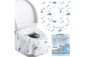 YIHATA 40 Pezzi Copriwater USA e getta per bambini e adulti Coprisedili Monouso per WC Pubblico, Portatile accessori da viaggio universali per l'addestramento al vasino, avvolti singolarmente