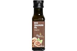 AILGÄUER ÖLMÜHLE ALLGÄUER ÖLMÜHLE – Bio Walnussöl | Fein-nussiges Öl aus ungerösteten Walnüssen. Aus biologischem Anbau. Kaltgepresstes Bio Walnuss Öl ideal für Gemüse & Süßspeisen | Inhalt: 100 ml