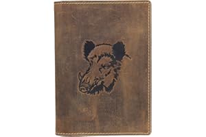 Greenburry Vintage Leder Ausweismappe Dokumentenmappe Jagdschein Etui 328B Wild Boar