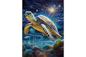 DIUJHUUY Full Drill 5D Diamond Drawing Kits,Sea Life Turtle Crystal Rhinestone Embroidery Art, DIY Arts & Crafts Supply for Children's Beginners and Adults, Home Wall Decoration-30x40cm
