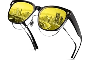 konqkin TR90 Night Driving Glasses Men Women-Anti Glare Night Vision Glasses-Yellow Lens-Nighttime-Distance Glasses For Driving