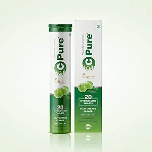 C Pure Effervescent Tablets With Saberry Fizzy Orange Flavor-20 Tab