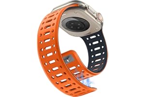 Sixmoat Magnetic Strap Compatible with Apple Watch Strap 49mm/Ultra 3/2/1 46mm 45mm 44mm 42mm for Men Women, Breathable Silicone Sport Band for iWatch Series 11 10 9 8 7 6 5 4 3 SE (Orange-Midnight)