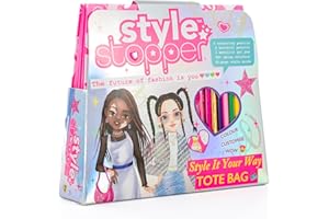 Bookoli | Stylestopper Style and Carry Tote - Style It Your Way Tote Bag | Includes Colouring Pencils and Holofoil Stickers