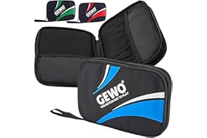 ‎GEWO GEWO Master Double Case - Table Tennis Bat Case for 2 Bats - Nylon Table Tennis Bag with Padded Racket Compartments - All-Round Bat Protection with Carry Strap, 32 x 23 x 3 cm