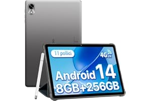 UMIDIGI Tablet Android 14, Tablet 11 Pollici 8(4+4) GB RAM+256GB ROM/TF 1TB, 4G Dual SIM Tablet in Offerta, 7200mAh, Tablet PC Octa Core/GPS/13MP/BT5.0/OTG/Face ID, G9 Tab Tablet con Penna-Grigio