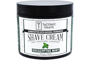 Taconic Shave, All Natural Shave Cream – Highly-Concentrated, Shaving Cream for Men and Women – 4 oz. Moisturizing Shaving Cream Tub with Skin Soothing Ingredients – Cooling Eucalyptus & Mint