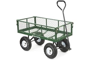 Gorilla Carts Gartenwagen aus Stahl mit abnehmbaren Seiten mit Einer Kapazität von 180 kg, Grün