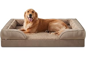 JOEJOY Orthopädisches Hundebett Grosse Hunde, Memory Foam Hundesofa XL, Abnehmbarem Waschbares Hundebett Orthopädisch, 107x81x16 cm Eierförmiger rutschfest Hundecouch, Braun