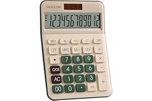 GUYUCOM Taschenrechner Klein mit Groß Tasten, 12-Digit Taschenrechner Klein mit großem Display für Schule, Büro,Office,Outdoor Doppelte Macht Empfindlicher Knopf(Grün)