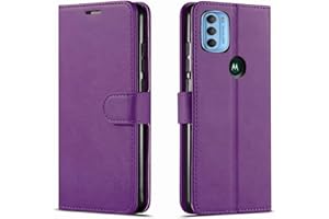 NWNK13 For Motorola Moto E20 / E30 / E40 Case Leather Wallet Book Flip Folio Stand View Magnetic Closure with Card Slots Cover for Moto E30 (Purple)