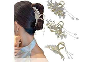 Ypkia Fermaglio per capelli a forma di fiore, in metallo dorato, con farfalla, per donne e ragazze, accessori per capelli spessi e sottili (3 pezzi)