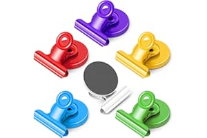 FINDMAG Fridge Magnets Clip, 6 Pack Colorful Magnetic Clips Heavy Duty, Strong Clips with Magnet, Strong Magnet Clips for Whiteboard, Fridge, Office, Classroom, Photos, Bags