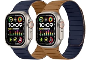 Tasikar Double Sided Wearable Magnetic Strap Compatible with Apple Watch 49mm 46mm 45mm 44mm 42mm, Soft Silicone Sport Band for iWatch Ultra3 2 1 SE Series 11 10 9 8 7 6 5 4 3 2 1, Brown Indigo