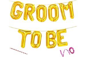 Propsicle 16" Groom To Be Letter Balloon Pack of 9 Golden For Bachelors Party Decoration Banner