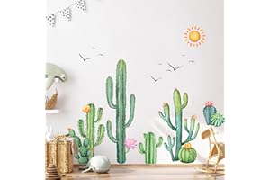 DECVICTOR Pegatinas de Pared Cactus Gigante, Vinilos Decorativos Pared Plantas Tropicales Cactus, Adesivos Paredes Decoración para Salon Pasillo Oficina Sofá Fondo Muro