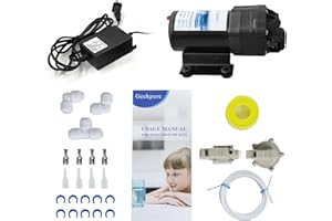 Geekpure Kit pompa booster ad osmosi inversa con trasformatore + pressostati di alta e bassa pressione + raccordi per sistema RO 50-150 GPD
