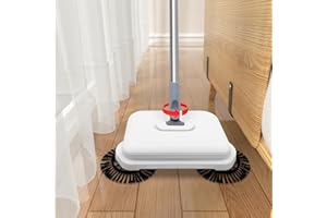 FLIUYR Teppichkehrer,Multifunktions-Hand-Push-Kehrmaschine,360° Drehbarer Kopf,Cyclone Sweeper,Oden Kehrmaschine Manuell Nicht Elektrisch für Office,Home,Teppiche,Hartholzoberflächen,Holzböden Laminat