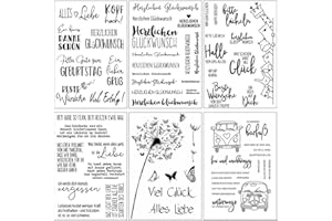 ‎FOLANVOFF Silikonstempel Sprüche Deutsch Set,6 Blätter Geburtstag Stempel,Clear Stamps Glückwünsche,Tiere Clearstamp Set für DIY Bullet Journal Scrapbooking Fotoalbum Geburtstag Stempelset