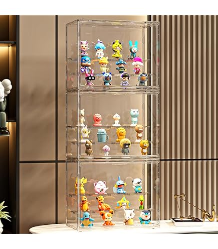 Vitrine Acrylique Transparente Pour Figurines – 26,5x9,7x7,5 Cm – 7 étagères Réglables – Protection Poussière – Collection, Boîte Mystère