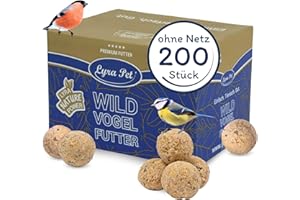Lyra Pet® 200 x 90 g Boulettes de mésanges sans Filet | Nourriture pour Oiseaux Toute l'année | Fournisseur d'énergie pour Les Oiseaux Sauvages | Riche en minéraux | Gras & Nutritif | pour mangeoires