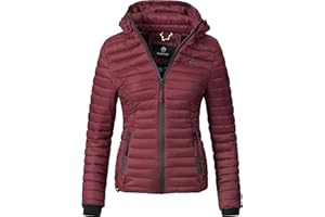 MARIKOO Damen leichte Übergangsjacke Steppjacke mit Kapuze Samtpfote XS-XXL