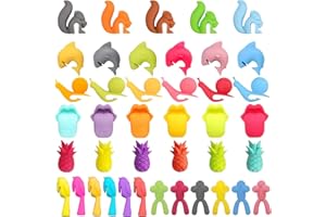 KDUH Marque Verre 40 Pièces Marque Verres Réutilisable En Silicone Marqueurs de Verre à Boire Marqueurs de Boisson Porte-sachets Thé Verre à Vin Fête Marqueurs verre Ensemble Dégustation Vin en Silicone