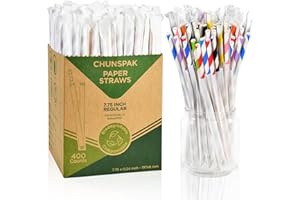 LIVES ON GREEN Cannucce usa e getta in carta, 19,7 x 0,6 cm, confezionate singolarmente, strisce colorate, 400 pezzi