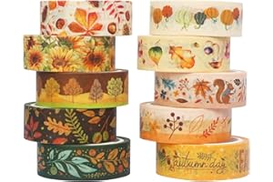 YUBX Washi Tape Set Herbst Masking Tape VSCO Dekoratives Klebeband Bunt für DIY Handwerk Bullet Journals Planer Scrapbooking Verpackung (Autumn 10)