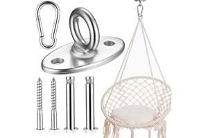 wugongshan Ceiling Hooks Heavy Duty Swing Hangers, Stainless Steel Swing Hooks for Hanging, Eye Plates Hammock Hooks for Gym Home Yoga Punch Bag Swing Chair Suspension Brackets with 500 kg Capacity