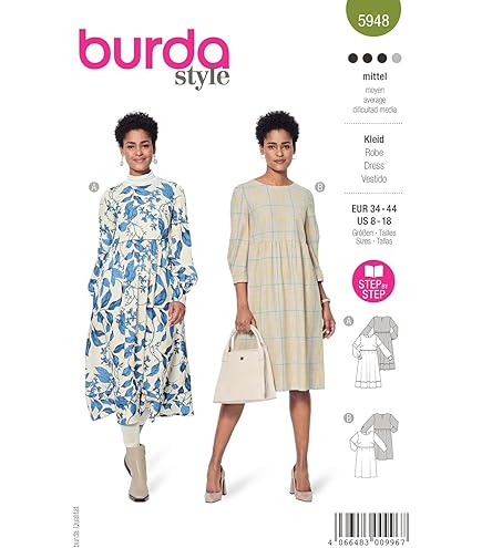 Cartamodello Burda 5829 Donna - Taglie 34-48 Per Abiti Versatili