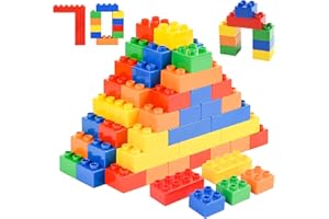 ABOHU Juego de bloques de construcción grandes clásicos, juego de bloques de construcción grandes de 70 piezas, compatible con todos los ladrillos a granel de las principales marcas, juego de ladrillo