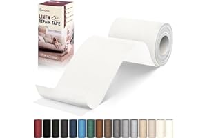 CAHOMO Linen Repair Patches 10x200 cm, Self-Adhesive Linen Fabric Patches, Multi Color, Durable & Premium Can be Used for Linen Sofa, Headboards, Chairs, curtain, and Upholstep Repair（White)