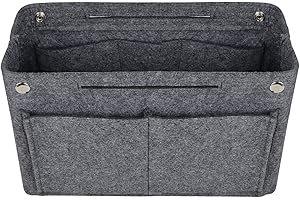 NOTAG Felt Handbag Organiser, Multi-Pocket Bag Organiser Insert Handbag 2 Sizes, 8 Colors (S, Dark Grey)